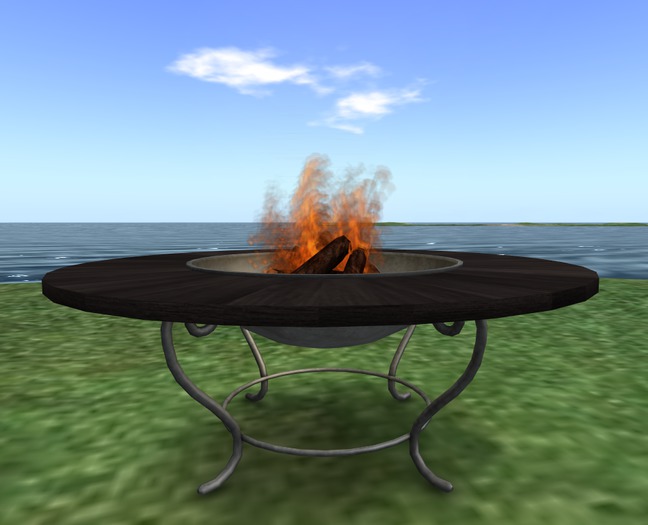 Fire Pit Table Iron/Wood 3