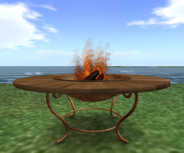 Fire Pit Table Copper/Wood