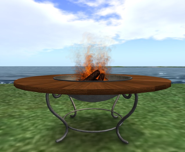 Fire Pit Table Iron/Wood 4
