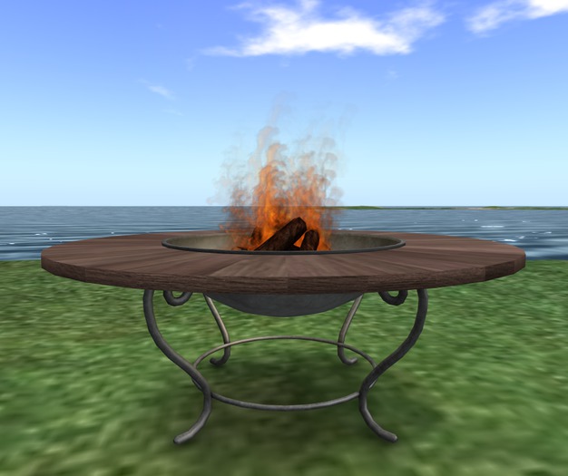 Fire Pit Table Iron/Wood 5