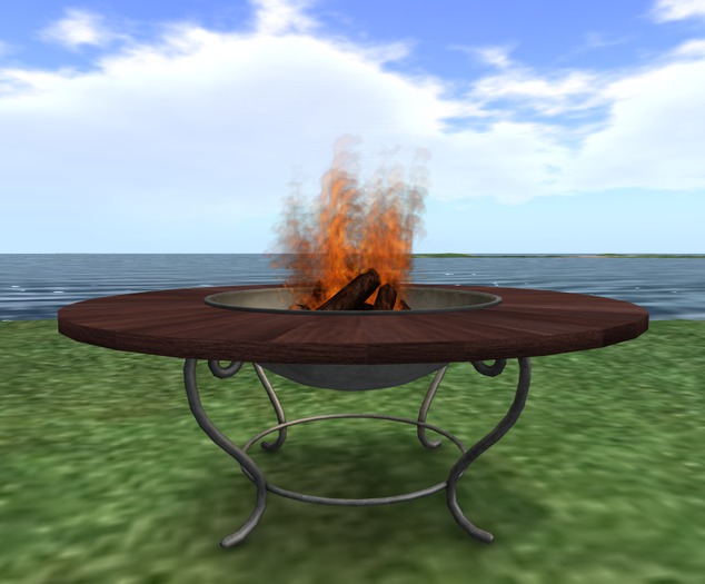 Fire Pit Table Iron/Wood 6