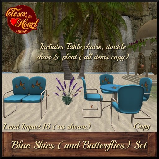 Blue Skies/Butterflies Outdoor Set***
