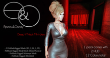 -E&O- Deep V Neck Mini dress  2 huds 12 colors
