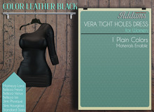 Addams - Womens Mesh Dress - Vera Tight Holes Dress - Leather Black