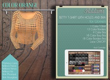 Addams // Betty T-Shirt w/Holes & Bra // Orange