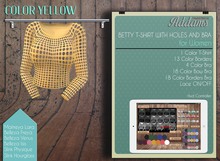 Addams // Betty T-Shirt w/Holes & Bra // Yellow