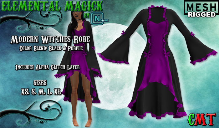 *EM Modern Witches Robe - BlackPurple - BOX