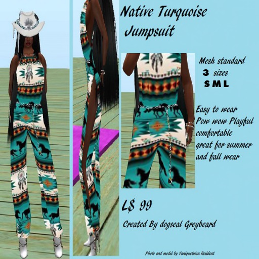 Turquoise-1 Jumpsuit  Chain Belt