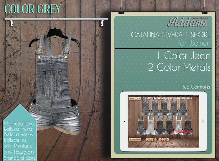 Addams // Catalina Overall Short // Grey