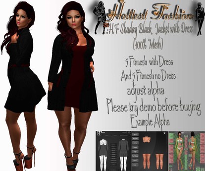 Second Life Marketplace - .:H.F Shaday Black Jacket Dress (100% Mesh)