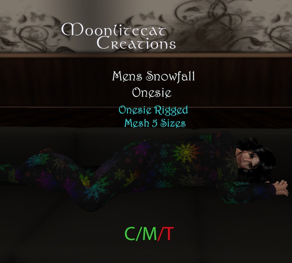 Moonlitecat Creations Mens Snowfall Onesie Box