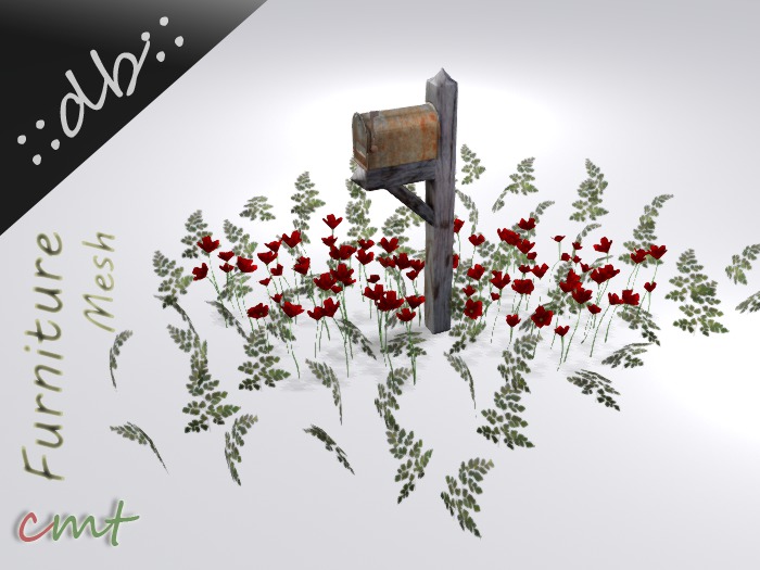 ::db:: Scripted American Mailbox with Fern & Red Flowers