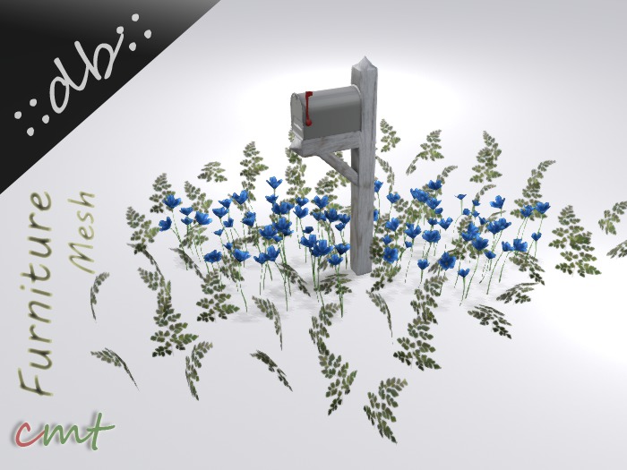 ::db:: Scripted American Mailbox with Fern & Blue Flowers
