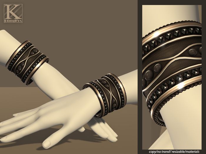 (Kunglers) Gislaine bracelets - Obsidian