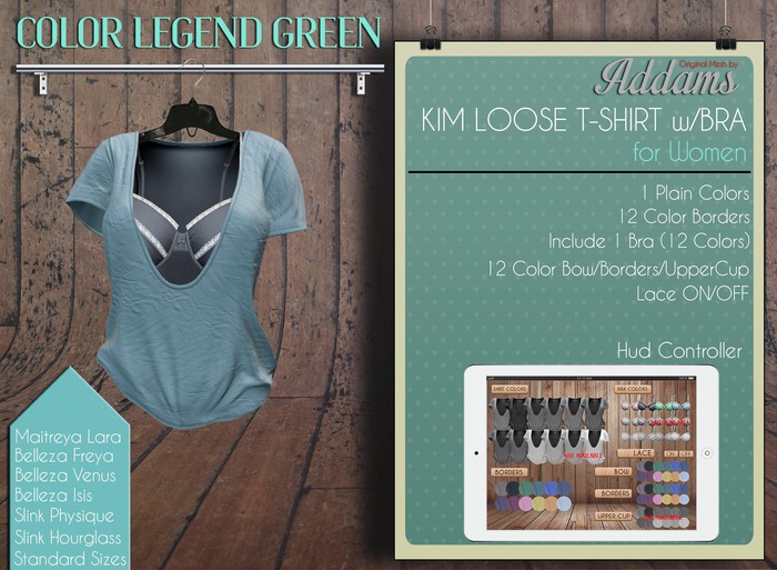 Addams // Kim Loose T-Shirt w/Bra // Legend Green