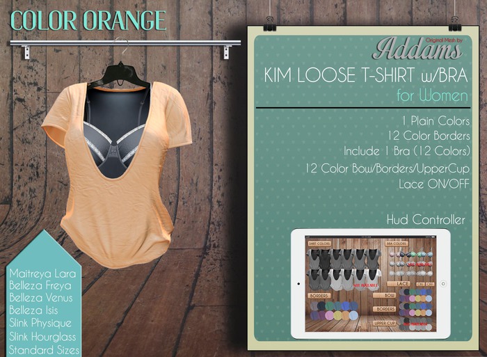 Addams // Kim Loose T-Shirt w/Bra // Orange