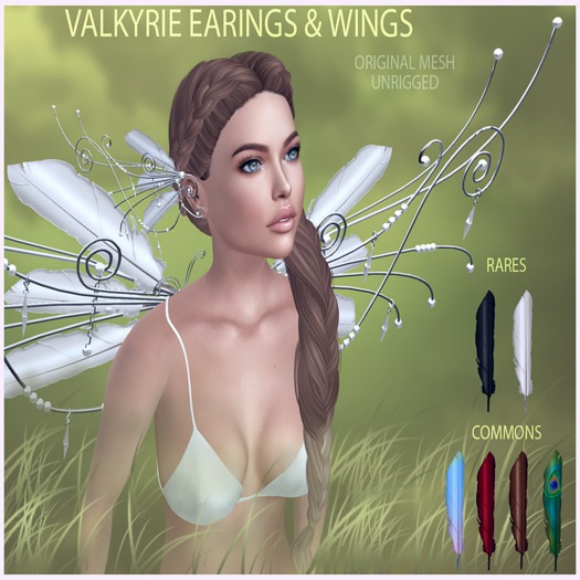 .:Pulse:. Valkyrie Earings  - Cream - RARE [ADD ME ]
