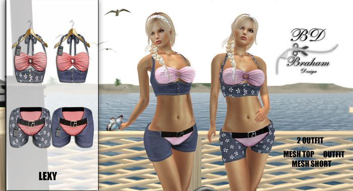 Braham Design Lexy Blue Red Top Short 2 Outfit Mesh