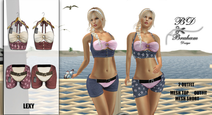 Braham Design Lexy Red Top Short 2 Outfit Mesh