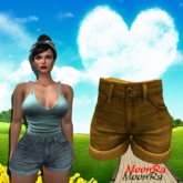 MoonRa Rolled Legs Jeans Shorts Yellow