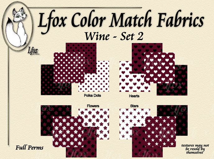 lfox Color Match Fabrics - Wine Set 2