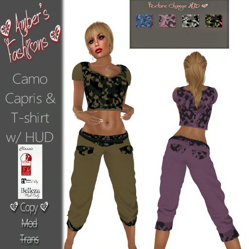 <3 A's Fashions <3 Camo Capris & T-Shirt w/HUD