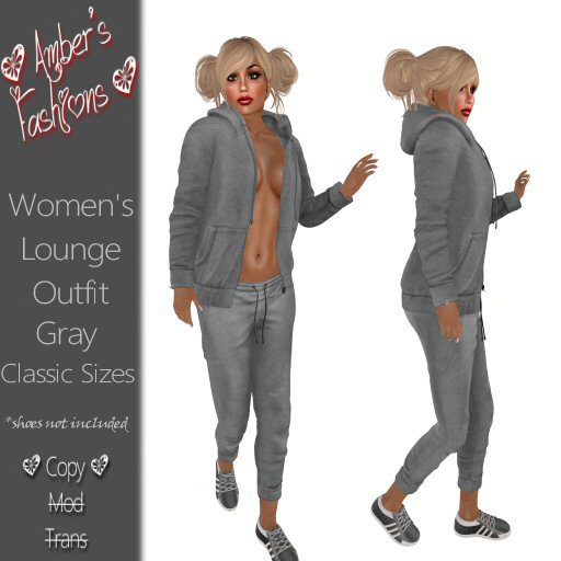 <3 A's Fashions <3 Women's Lounge Outfit Gray