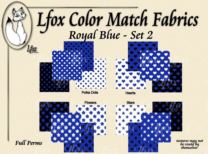 lfox Color Match Fabrics - Royal Blue Set 1