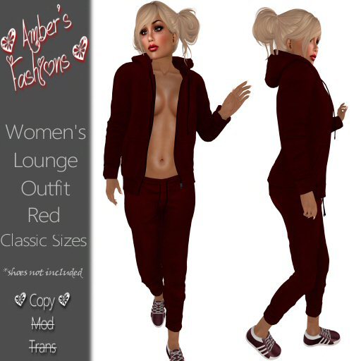 <3 A's Fashions <3 Women's Lounge Outfit Red