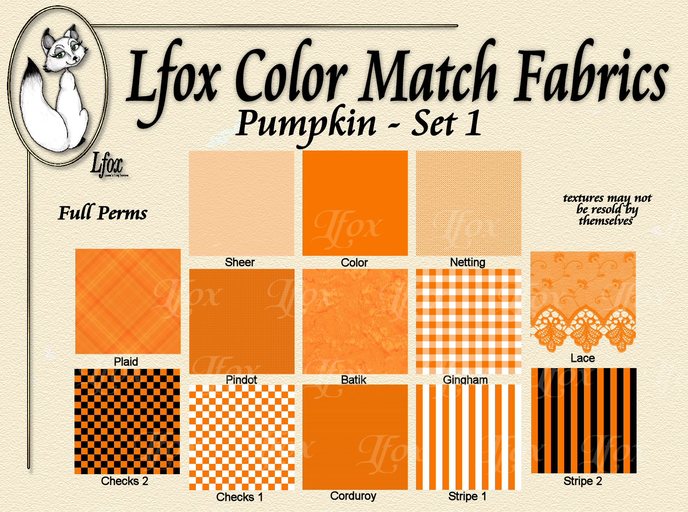 lfox Color Match Fabrics - Pumpkin Set 1