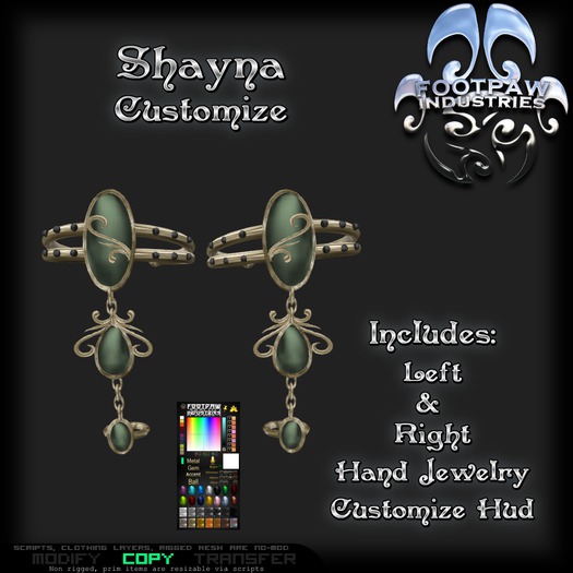 [FPI] Shayna Customize - Lovely Jewelry Set for the Hand, Connected Bracelet & Ring with Customize Hud