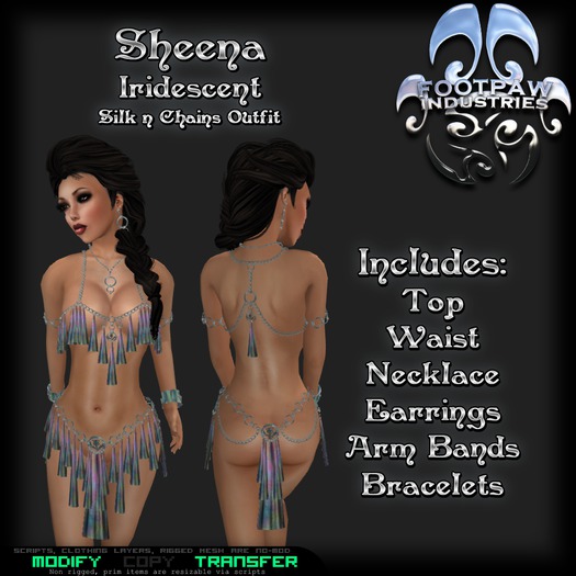 [FPI] Sheena Iridescent - Bearly there Chains & Silks Outfit with Jewelry