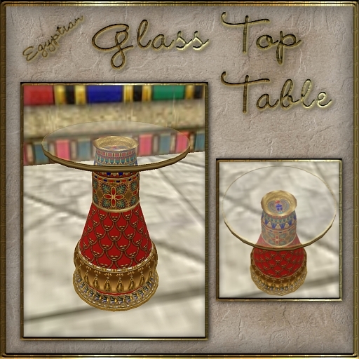 EGYPTIAN GLASS TOP TABLE (Carnelian)