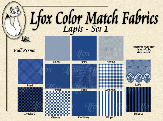 lfox Color Match Fabrics - Lapis Set 1