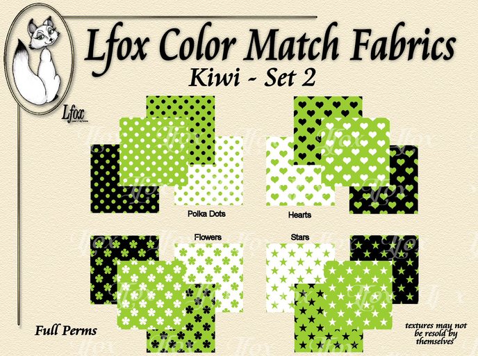 lfox Color Match Fabrics - Kiwi Set 2