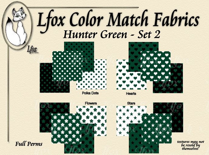 lfox Color Match Fabrics - Hunter Green Set 2