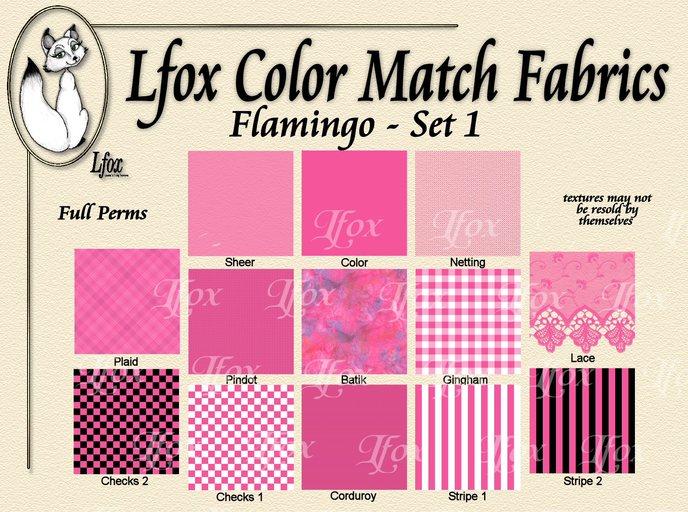 lfox Color Match Fabrics - Flamingo Set 1