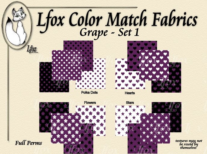 lfox Color Match Fabrics - Grape Set 2