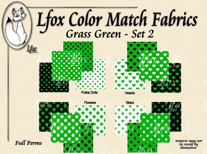 lfox Color Match Fabrics - Grass Green Set 2
