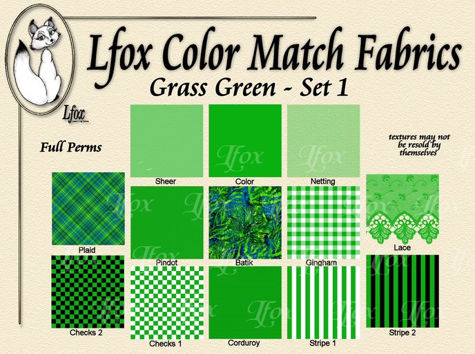 lfox Color Match Fabrics - Grass Green Set 1