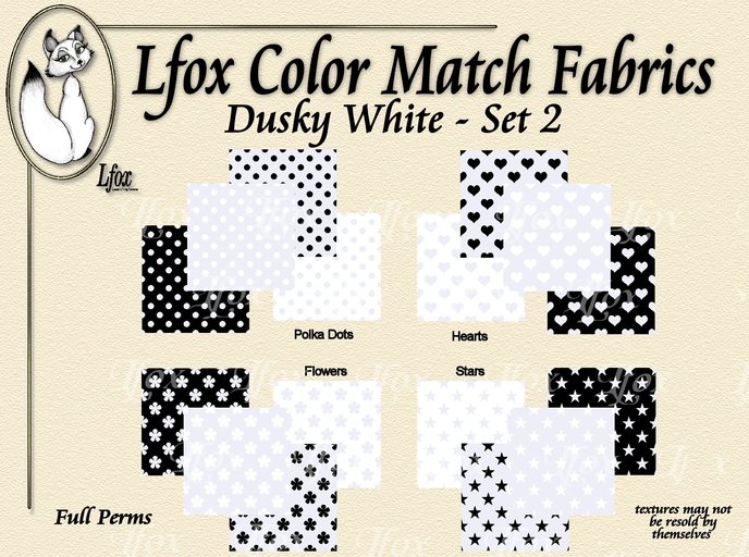lfox Color Match Fabrics - Dusky White Set 2