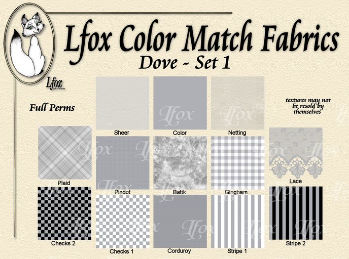 lfox Color Match Fabrics - Dove Set 1