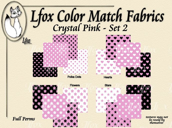 lfox Color Match Fabrics - Crystal Pink Set 2
