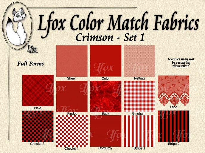 lfox Color Match Fabrics - Crimson Set 1