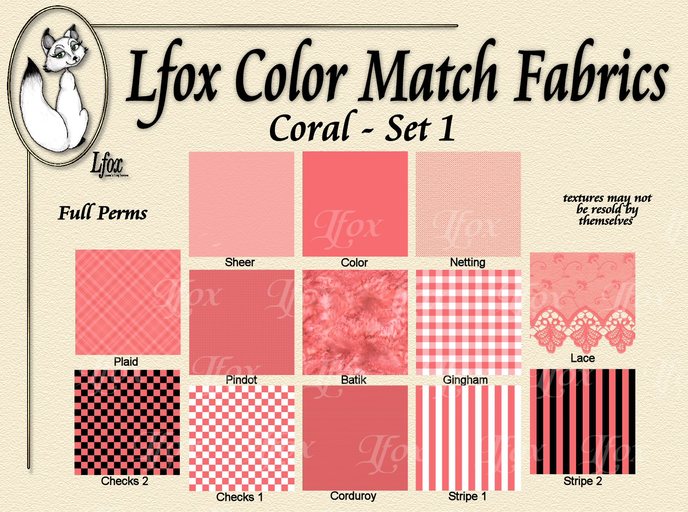 lfox Color Match Fabrics - Coral Set 1