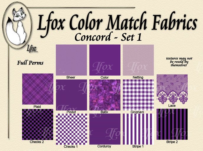 lfox Color Match Fabrics - Concord Set 1