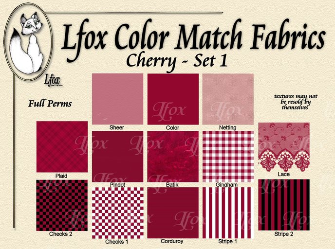 lfox Color Match Fabrics - Cherry Set 1