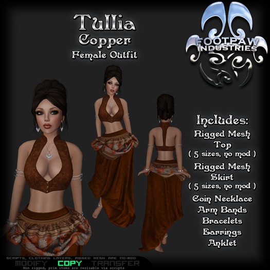 [FPI] Tullia Copper - Lovely Riggged Mesh Draped silks SKirt Outfit with Jewelry