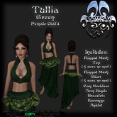 [FPI] Tullia Green - Lovely Riggged Mesh Draped silks SKirt Outfit with Jewelry