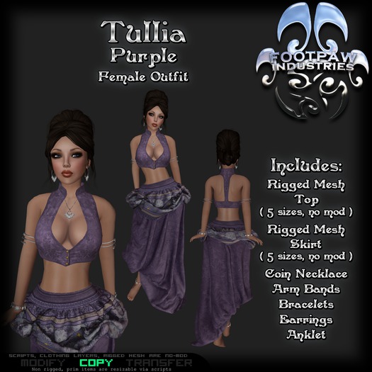 [FPI] Tullia Purple - Lovely Riggged Mesh Draped silks SKirt Outfit with Jewelry